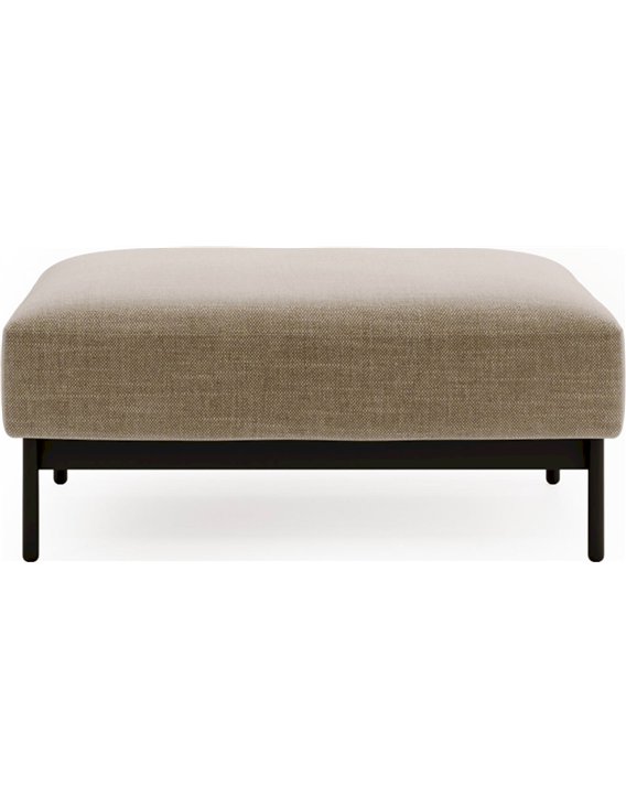 Pouf carré taupe, vue de profil à hauteur d'assise