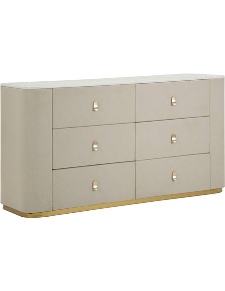 Commode glamour effet cuir crème