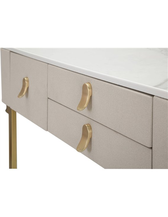 Console glamour crème et or à tiroirs