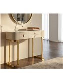 Console glamour crème et or à tiroirs