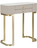 Console glamour crème et or avec deux tiroirs