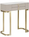 Console glamour crème et or avec deux tiroirs