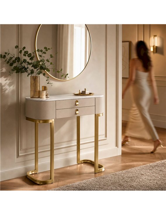 Console chic avec plateau effet marbre