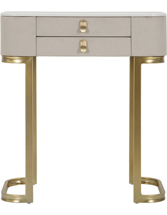 Console en tissu crème et détails dorés