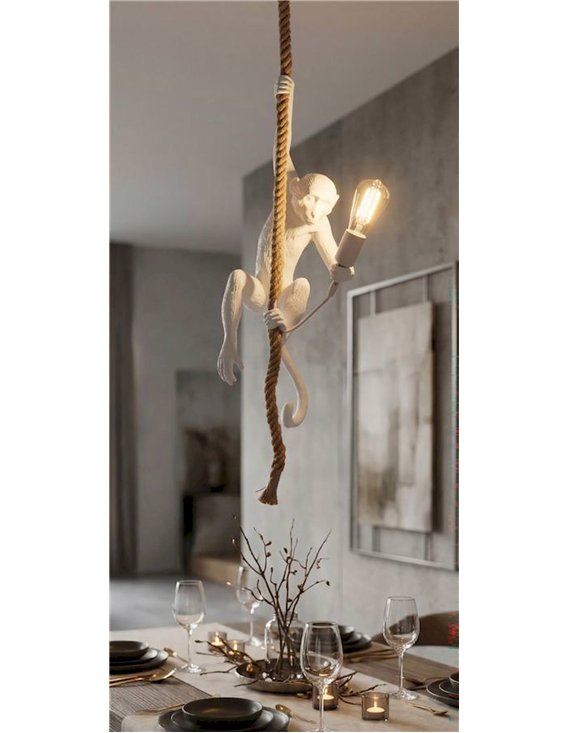 Luminaire singe tenant une ampoule
