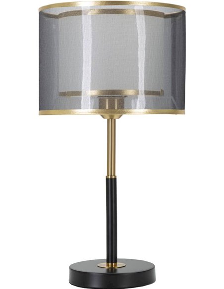 Lampe à poser noire et dorée avec abat jour double