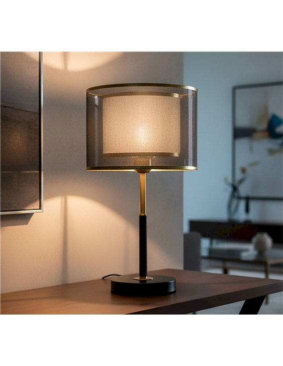 Lampe de table chic en fer et tissu