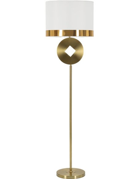 Lampadaire doré avec abat jour blanc