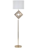 Lampadaire doré avec abat jour blanc