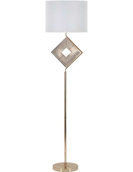 Lampadaire doré avec abat jour blanc