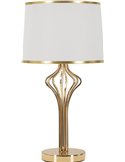 Lampe à poser dorée avec abat jour blanc