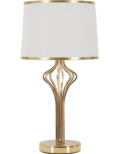 Lampe à poser dorée avec abat jour blanc