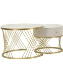 Duo de tables basses glamour crème et or