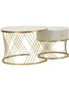 Duo de tables basses glamour crème et or