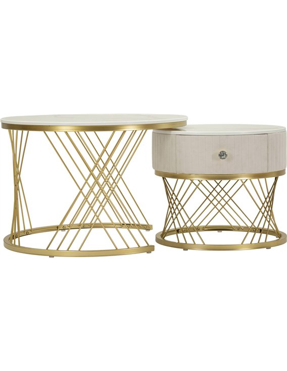Meuble d’appoint glamour crème et doré