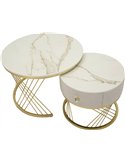 Tables basses gigognes glamour crème et or