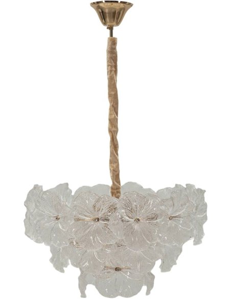 Suspension fleur en verre glamour, transparente, à fleurs de verre superposées