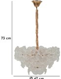 Suspension fleur en verre glamour, vue de face avec cotes de hauteur et de diamètre
