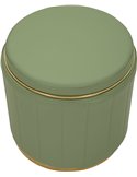 Vue de dessus du pouf montrant l'assise ronde et son liseré doré