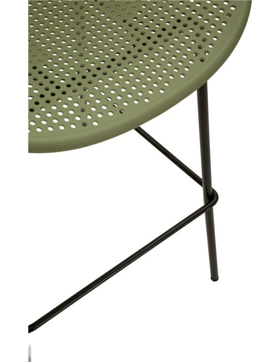 Détail des perforations de l'assise et du repose-pieds noir