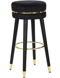 Tabouret de bar rond gris en mise en situation près d'un îlot de cuisine