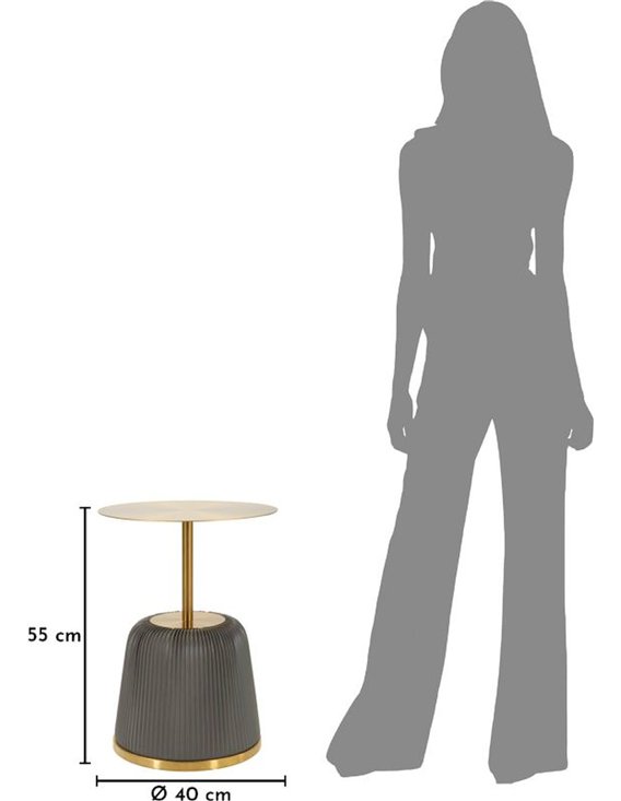 Schéma de dimensions du bout de canapé gris, diamètre 40 cm