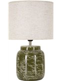 Lampe à poser contemporaine en céramique verte à effet frotté blanc