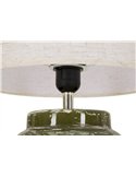 Lampe à poser verte : vue rapprochée de la douille et de la tige chromée
