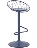 Tabouret de bar bleu marine en métal, vue de face