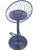 Tabouret bleu marine vu en plongée, assise perforée
