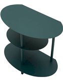 Table de chevet bleu canard, vue de face légèrement en contre-plongée