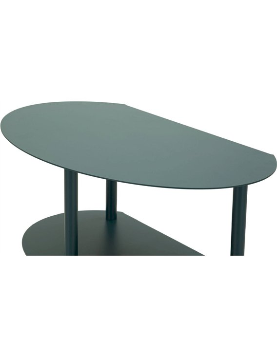 Table de chevet bleu canard vue en plongée depuis le dessus