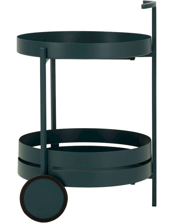 Desserte bar ronde en métal à roulettes