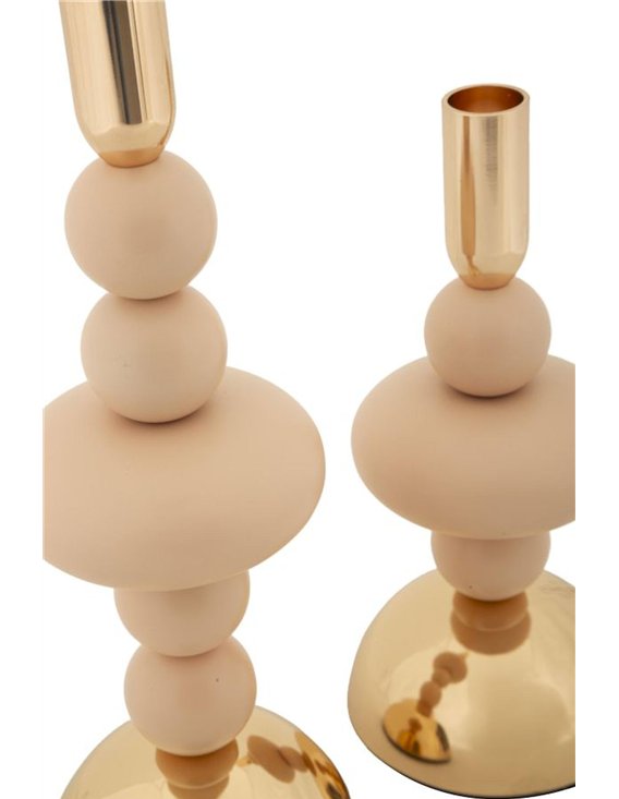 Schéma de dimensions des bougeoirs beige rosé, 30 cm et 22 cm, diamètre 10 cm