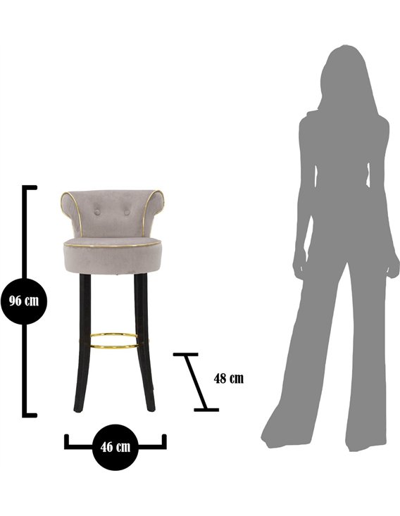 Tabouret de bar gris taupe en mise en situation près d'un plan de travail en marbre