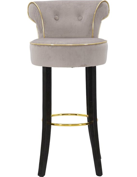 Schéma coté du tabouret gris taupe avec hauteur de 96 cm et silhouette humaine