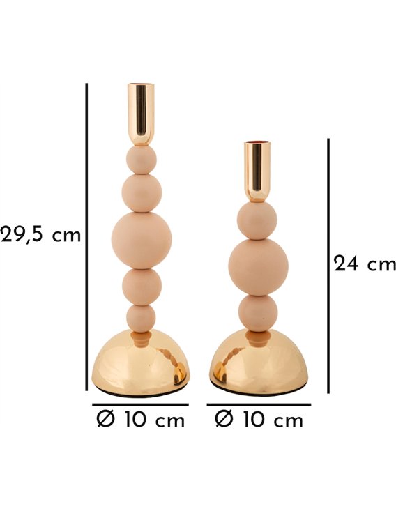 Schéma de dimensions des bougeoirs beige rosé, diamètre 10 cm