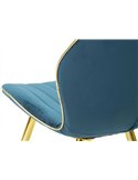 Chaise bleu canard vue de côté, détail de la structure et des pieds