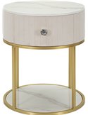 Table de chevet ronde avec tiroir
