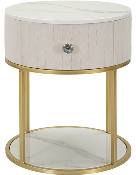 Table de chevet ronde avec tiroir