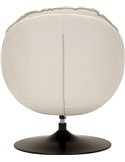 Fauteuil pivotant rétro enveloppant crème de dos, coque claire et tige centrale