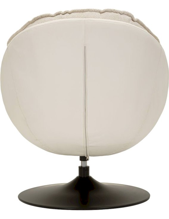 Fauteuil pivotant rétro enveloppant crème de dos, coque claire et tige centrale