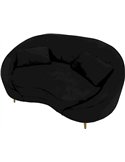 Détail de l'assise et du bord du canapé noir