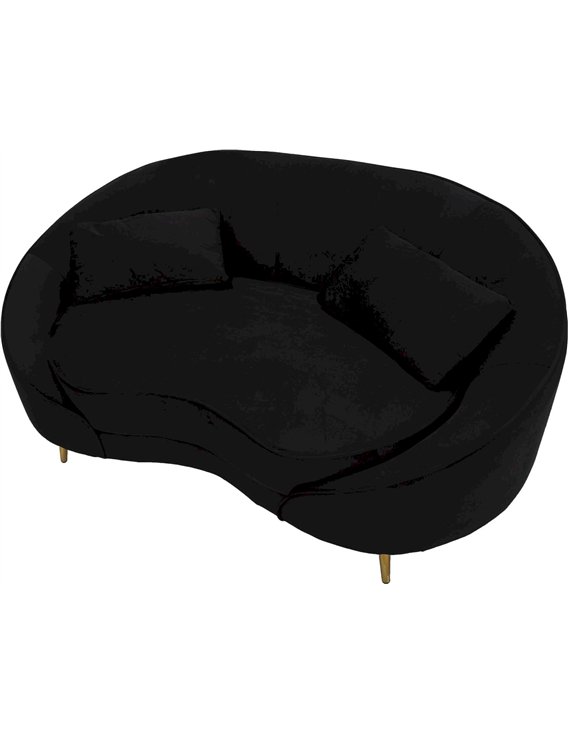 Détail de l'assise et du bord du canapé noir