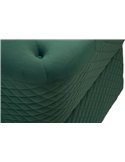 Assise capitonnée vert émeraude, bouton tufté au centre du coussin