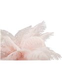 Lampe à poser plumeuse rose, cadrage serré sur la couronne de plumes