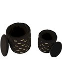 Lot de 2 poufs ronds avec rangement tressé