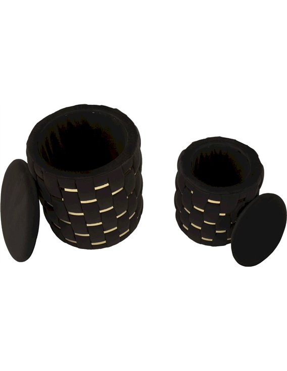 Lot de 2 poufs ronds avec rangement tressé