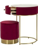 Coiffeuse ronde avec pouf intégré