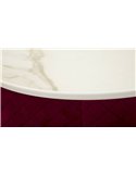 Pouf rond bordeaux matelassé avec base dorée et tige de lampe